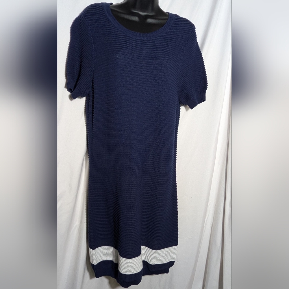 NWT Margaritaville Navy & White Swim Sweater Dress Cover Up, Beach, Summer‎ Sz M